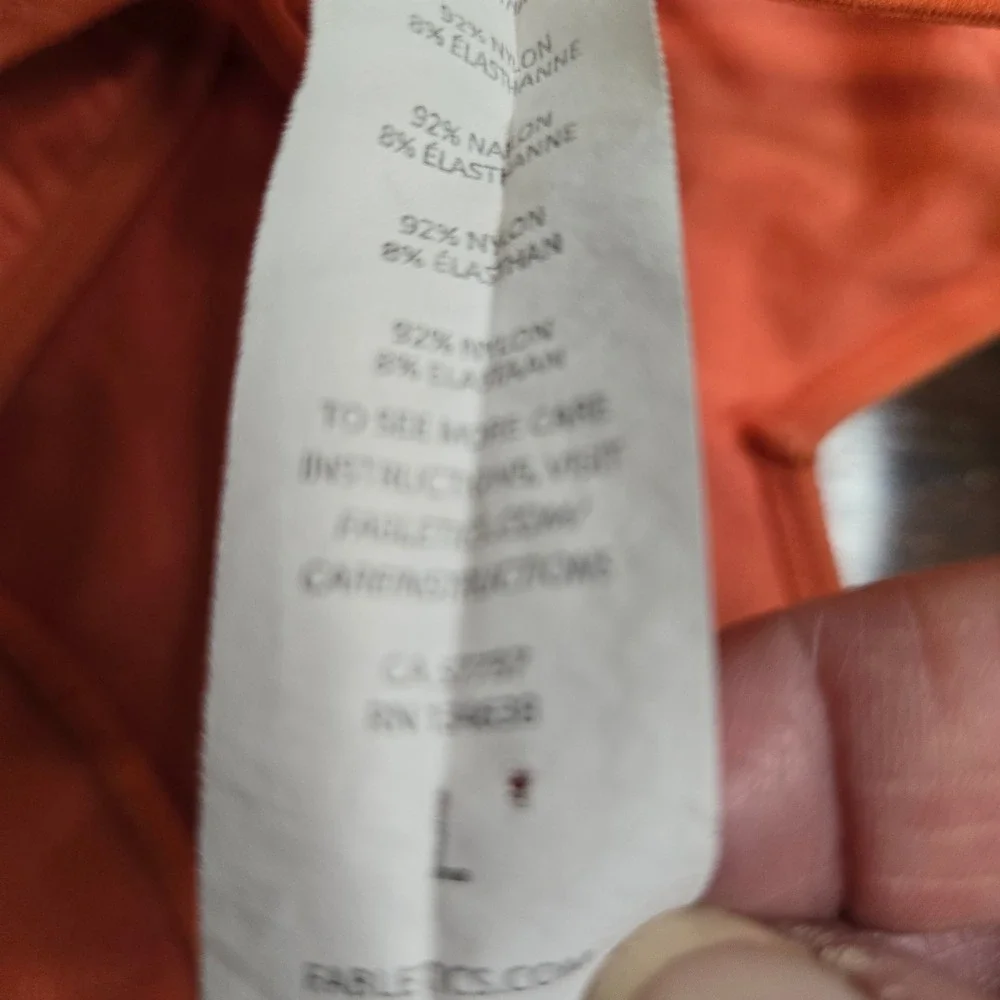 Fabletics Dara Bralelette Orange Ribbed V Neck Criss Cross Straps Athletic Top L